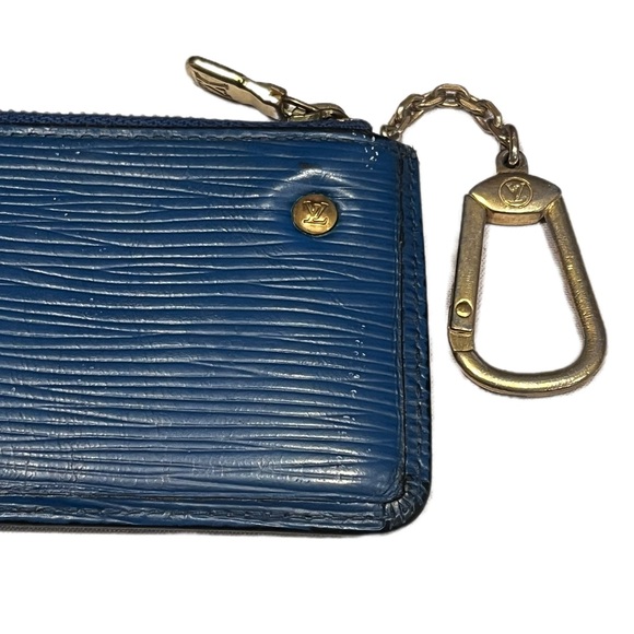 LOUIS VUITTON • Blue Epi Pochette Key Cles / Coin Pouch - Picture 6 of 15